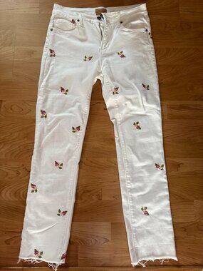 Driftwood Embroidered White Skinny Jeans – Size 25